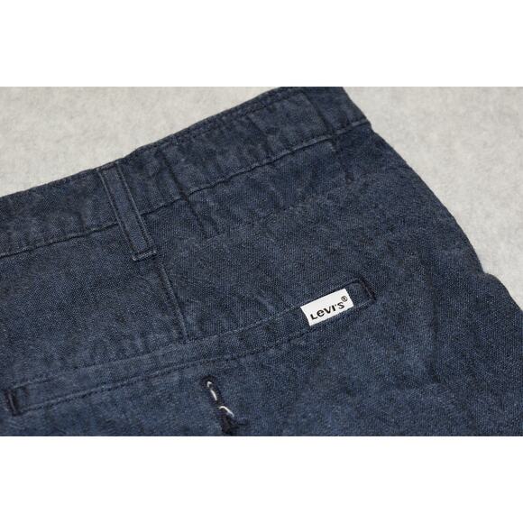 Levis Shorts Mens Size 42 Cotton Linen Blend Hawaiian Style Blue Flat 8" Inseam - Picture 1 of 6